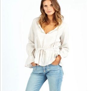 Cleobella x Revolve Lola blouse in white lurex